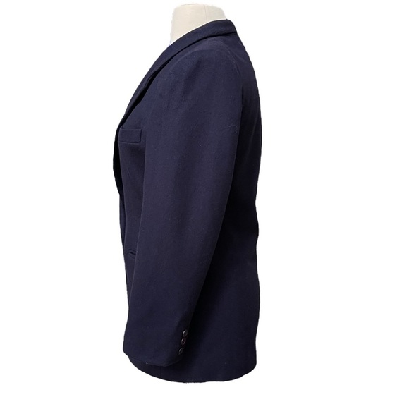 Vintage Navy Blue Wool 2 Button Blazer with Front Pockets by Michele Size: 12 - Picture 3 of 13